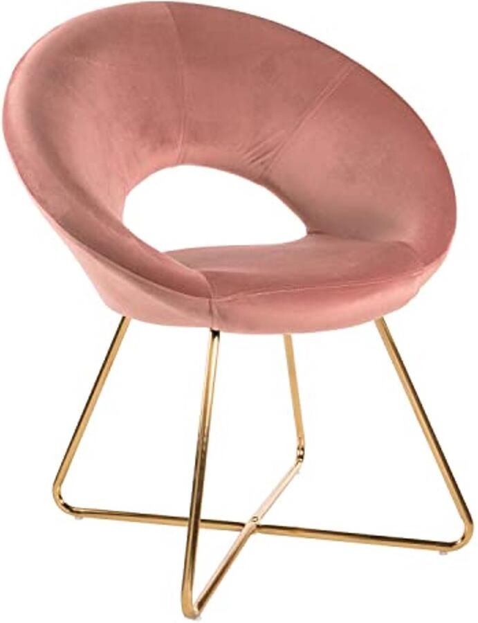 Fluwelen bureaustoel met gouden poten en ergonomisch ontwerp poederroze