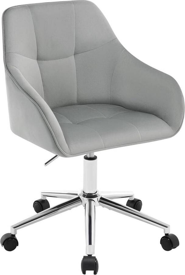 Rootz Living Rootz Fluwelen Bureaustoel Verstelbare Draaistoel Ergonomische Zitplaats Stijlvol Geruit Quilting Hoogte 48-57cm 61cm x 90cm x 56cm