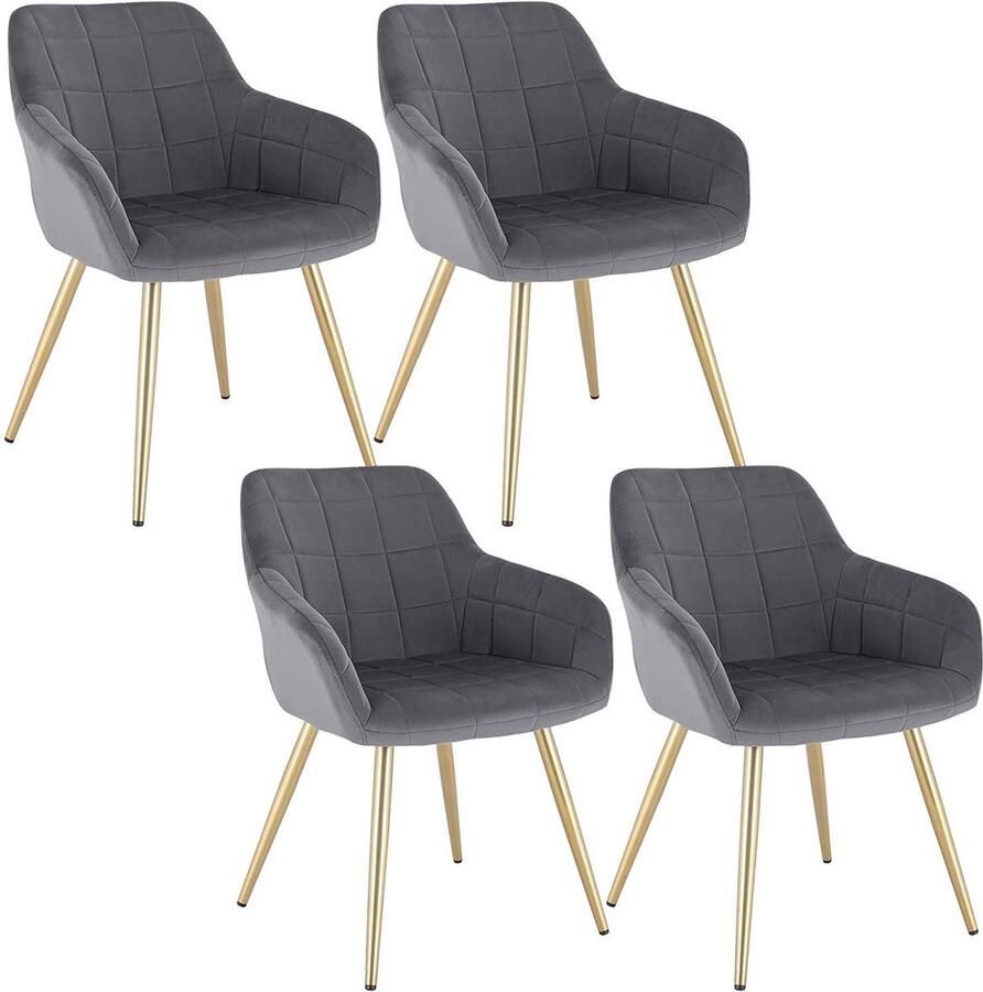 Rootz Living Rootz fluwelen eetkamerstoelen elegante zitplaatsen comfortabele stoelen schuim met hoge dichtheid gewatteerd fluweel stevig metalen frame 43 cm x 55 cm x 81 cm