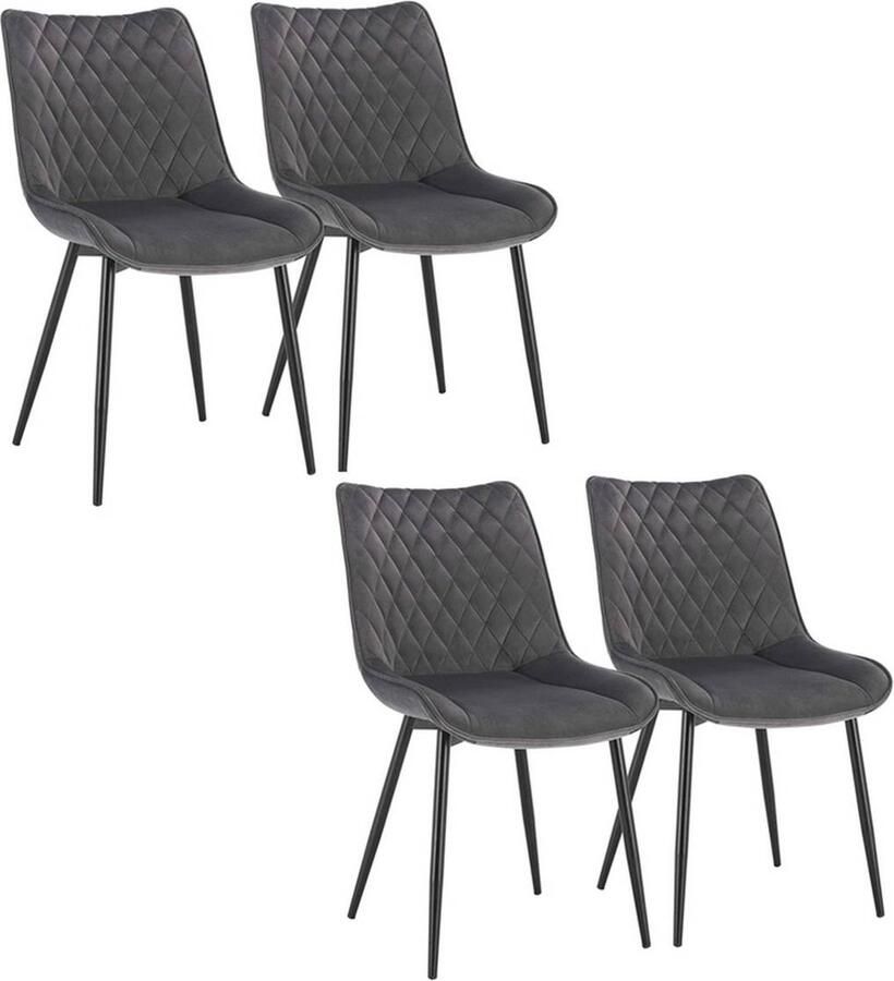 Rootz Living Rootz fluwelen eetkamerstoelen set van 4 elegante stoelen comfortabele zit duurzame constructie eenvoudige montage fluweel en metaal zitmaat 46 x 40 5 cm