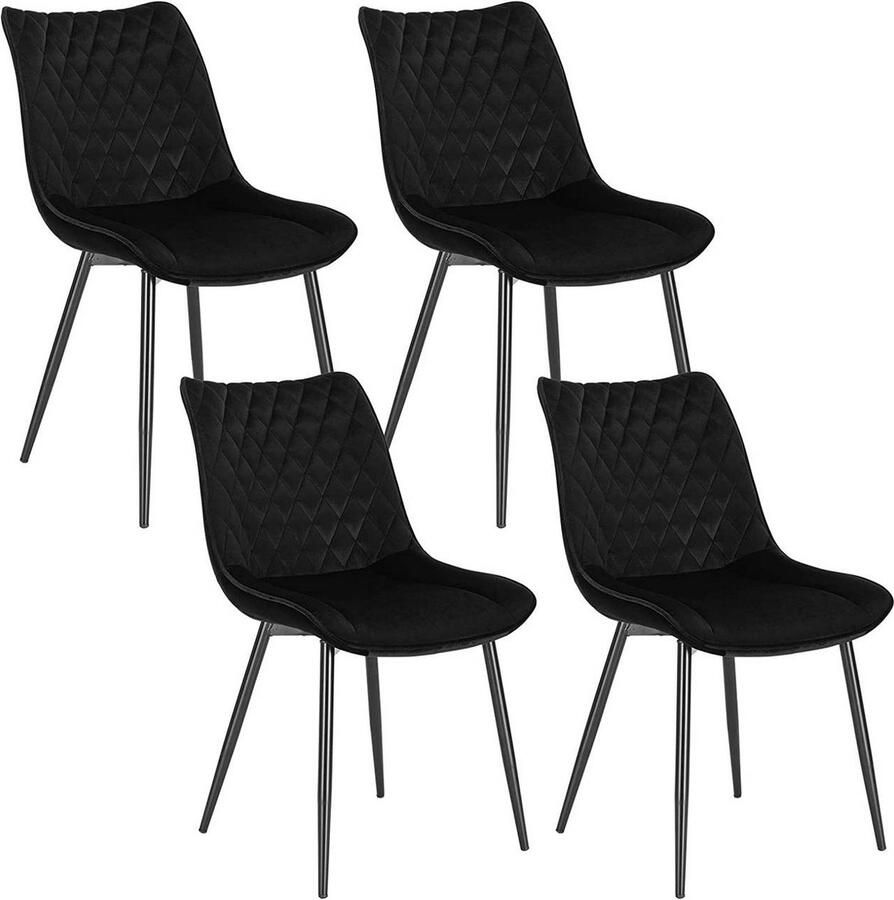 Rootz Living Rootz fluwelen eetkamerstoelen set van 4 elegante stoelen comfortabele zitting duurzaam en antislip ergonomisch ontwerp zitmaat 46 x 40 5 cm