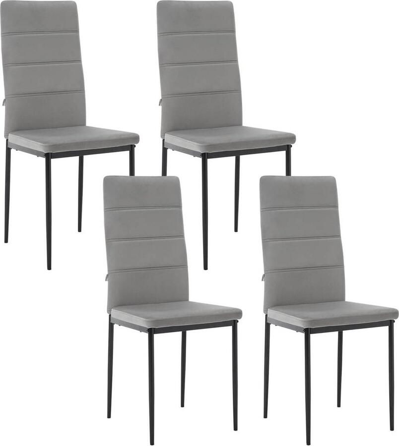 Rootz Living Rootz fluwelen eetkamerstoelen set van 4 stoelen met hoge rugleuning stoelen met metalen poten ergonomisch ontwerp duurzaam en comfortabel vloerbescherming 40 cm x 98 cm x 51 cm