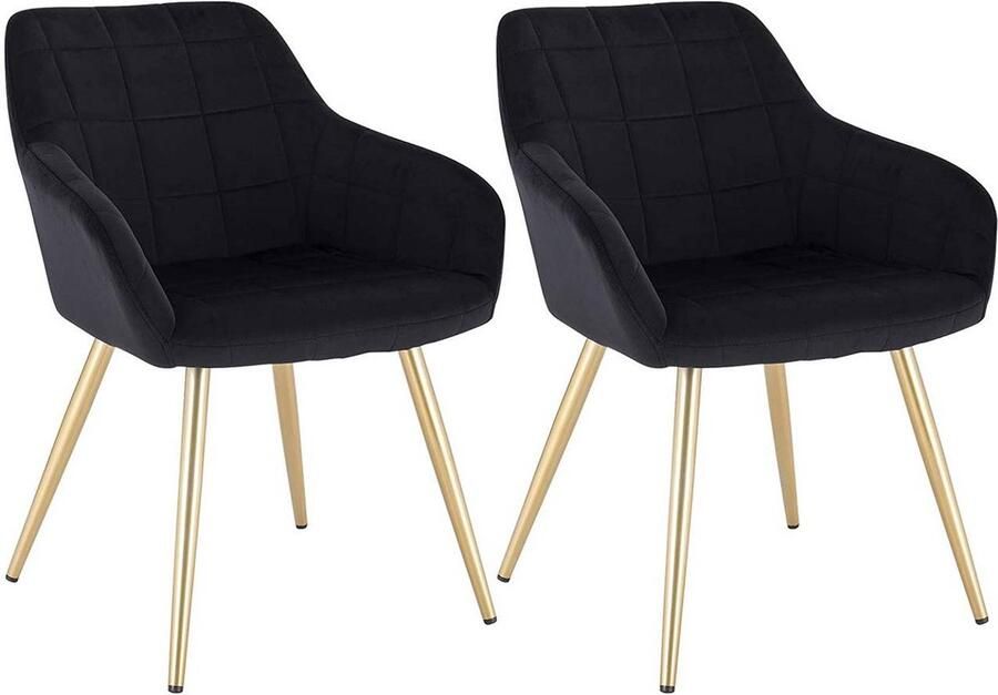 Rootz Living Rootz fluwelen eetkamerstoelen stoelen met gouden poten gestoffeerde stoelen comfortabel duurzaam veelzijdig 43 cm x 55 cm x 81 cm