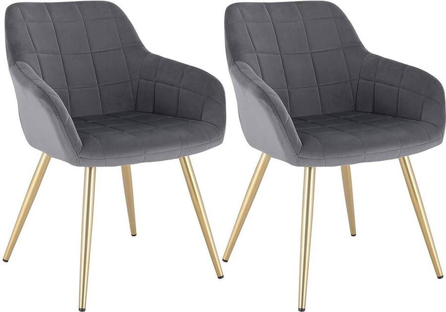 Rootz Living Rootz fluwelen eetkamerstoelen stoelen met gouden poten elegante zitplaatsen comfortabel duurzaam eenvoudige montage 43 cm x 55 cm x 81 cm