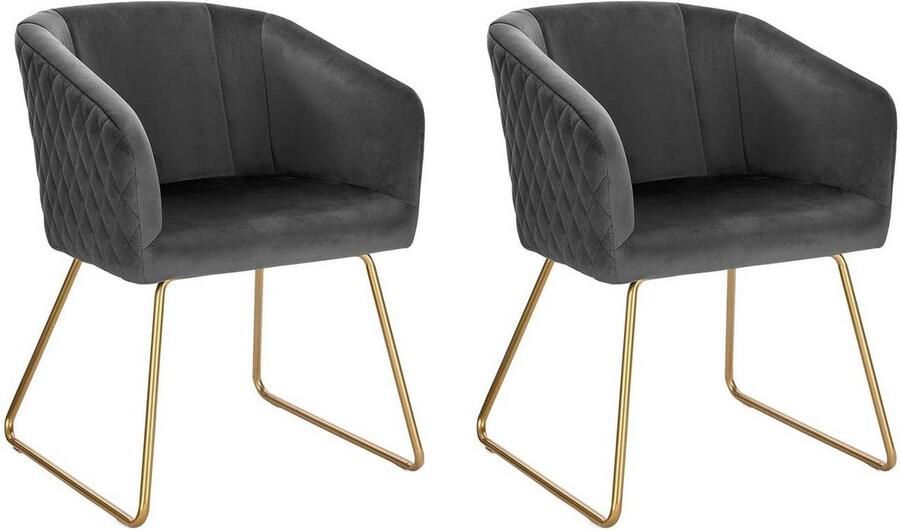 Rootz Living Rootz fluwelen eetkamerstoelenset elegante stoelen comfortabele zit esthetisch ontwerp duurzaam met gouden metalen poten antislip vloerbeschermers eenvoudige montage 76 5 cm x 43 cm x 41 cm