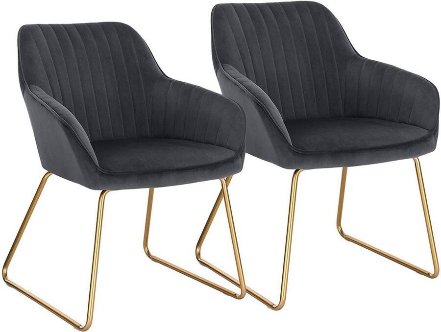Rootz Living Rootz fluwelen eetkamerstoelenset gouden metalen poten elegante zitting comfortabel duurzaam veelzijdig antislip vloerbeschermers 78 5 cm hoogte 45 cm x 44 cm zitting