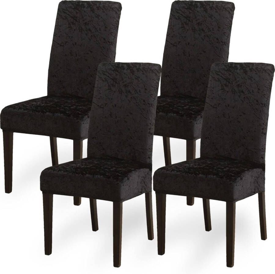 Fluwelen eetkamerstoelhoezen afneembare wasbare stretchstoelhoezen set van 4 voor thuis keuken bar hotel bruiloft ceremonie restaurant feest B1 fluweel zwart