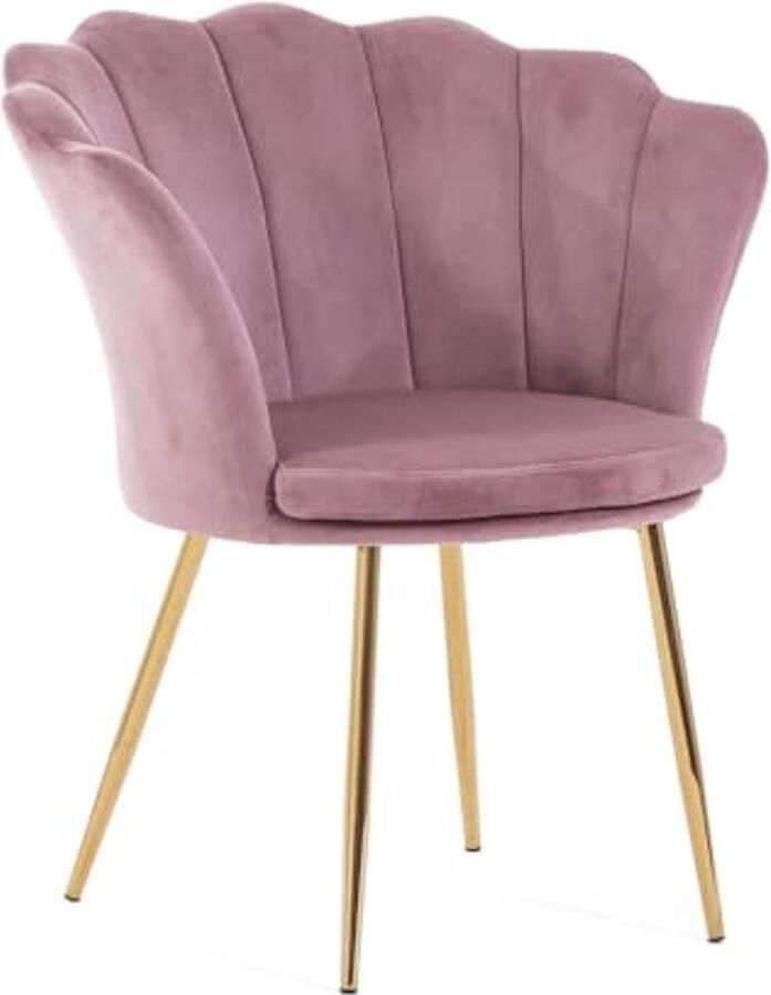 Fluwelen fauteuil met schelprugleuning en verchroomde poten Elegante stoel voor woonkamer slaapkamer en eetkamer