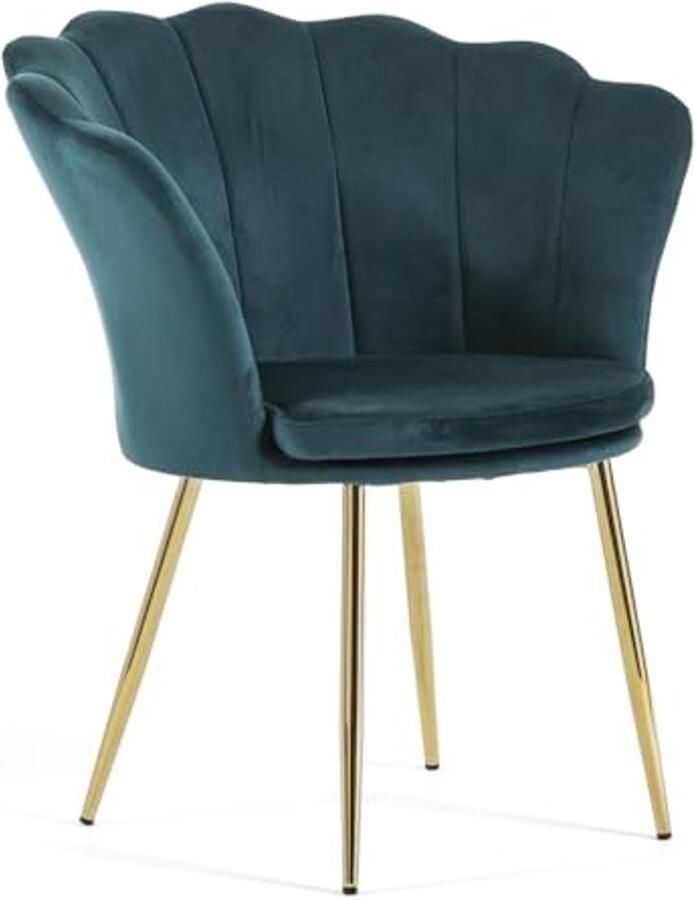 Fluwelen fauteuil met schelprugleuning en verchroomde poten voor woonkamer slaapkamer en eetkamer