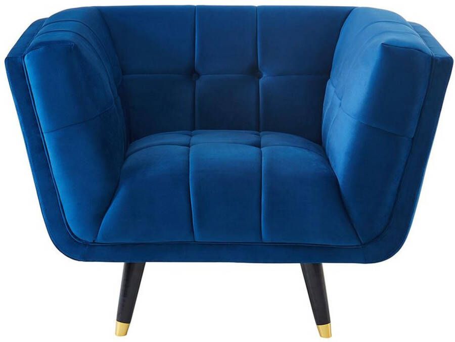 Vente-unique Fluwelen fauteuil SAMANTHA II Middernachtblauw L 110 cm x H 76 cm x D 91 cm