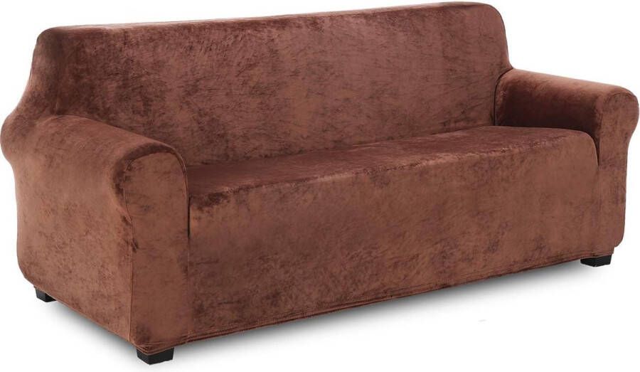 Fluwelen fauteuilhoes 3-zits zachte fluwelen pluche bankovertrek stijlvolle luxe meubelhoezen antislip hoge stretch stoelhoes (3-zits koffie)