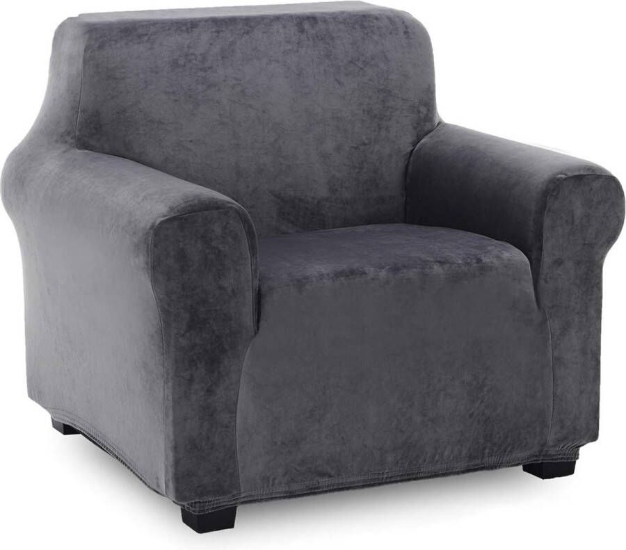 Fluwelen fauteuilhoes zachte fluwelen pluche bankovertrek stijlvolle luxe meubelhoezen antislip high stretch stoelbekleding (1-zits grijs)