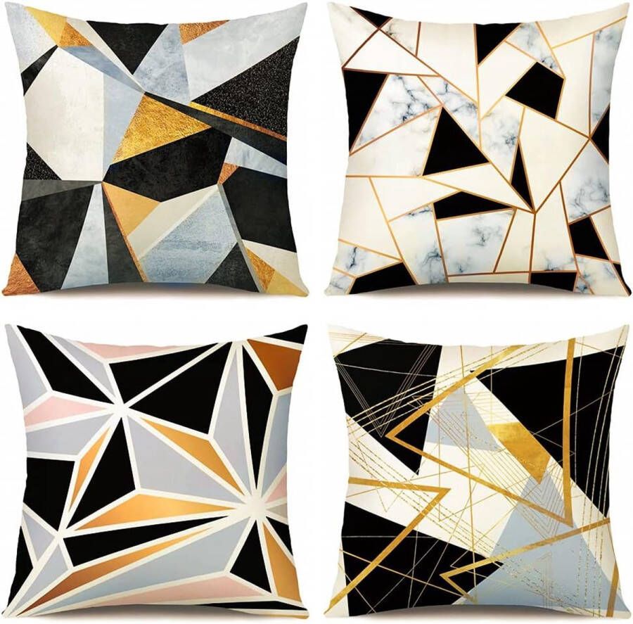 Fluwelen geometrische kussenhoes decoratieve superzachte kussenhoes met marmerpatroon Sierkussen voor slaapbank 45x45cm set van 4