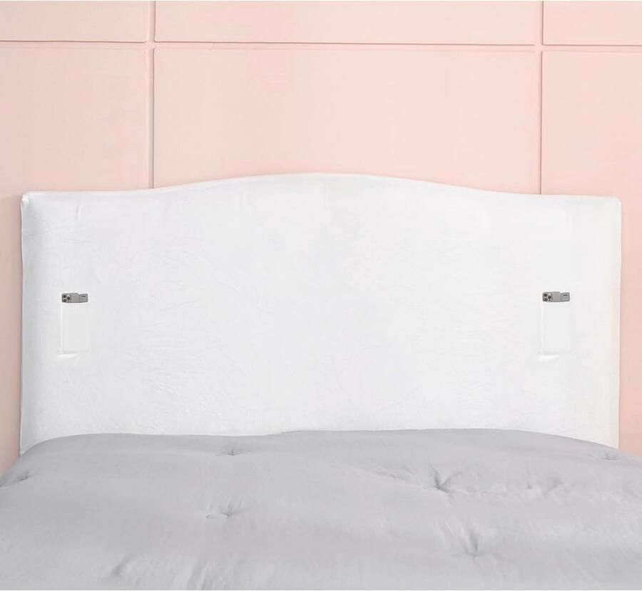 Fluwelen Hoofdbord Slipcover Protector Stretch Effen Kleur Stofdichte Cover voor Slaapkamer Decor (Wit 71 90)
