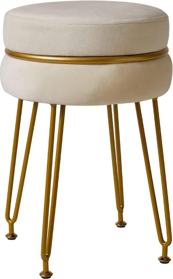 Fluwelen kruk kaptafelstoel Gouden poten Moderne slaapkamer woonkamer Bureaukruk met melkachtig fluweel Kruk