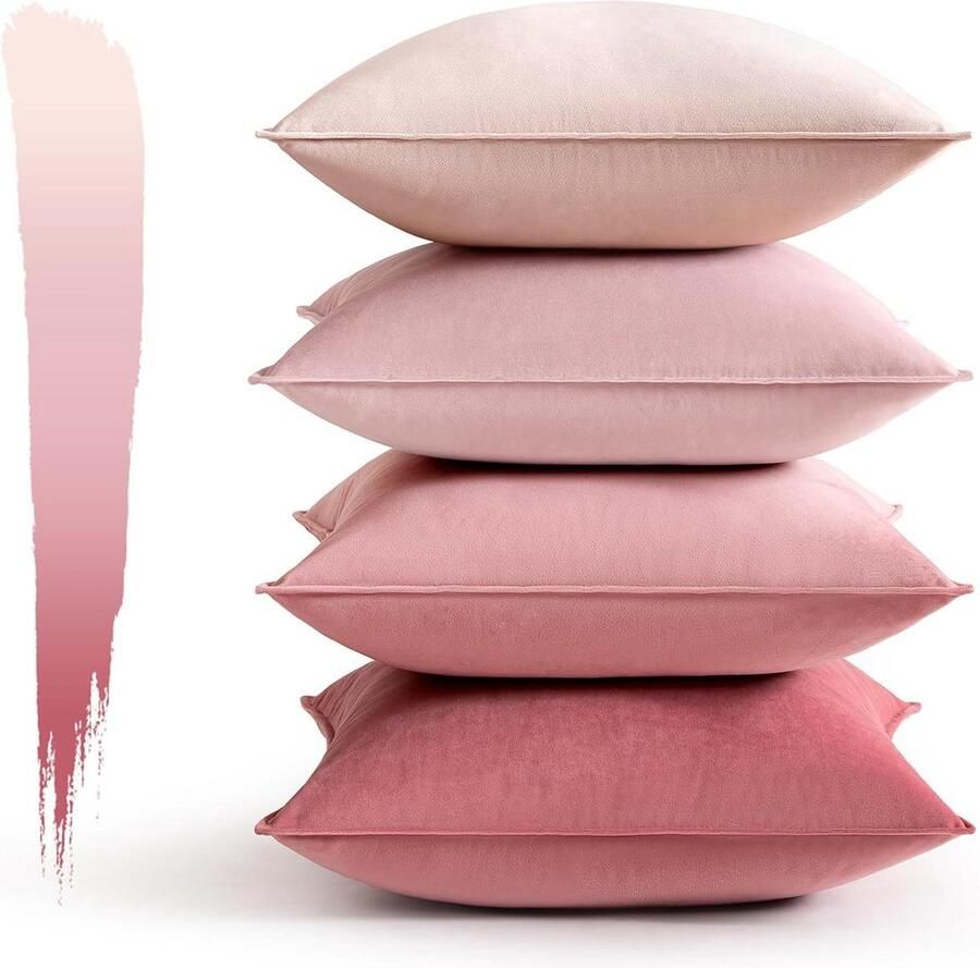 Fluwelen kussen set 50 x 50 cm roze fluwelen kussensloop sierkussens decoratieve kussens bank accessoires bankhoes Delicaat Sharon