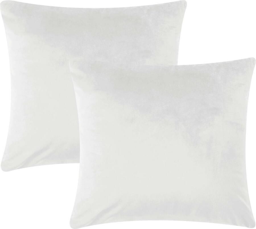 Fluwelen Kussenhoezen 45x45 cm Set van 2 Decoratieve Witte Kussenhoezen voor Bank en Slaapkamer