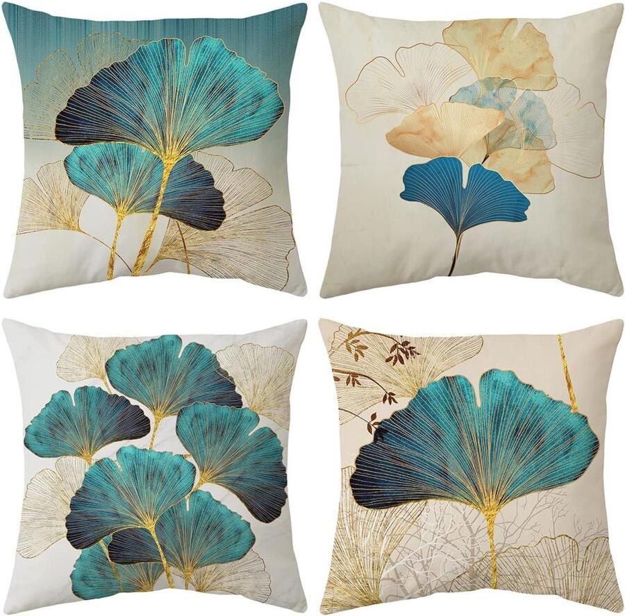 Fluwelen Kussenhoezen 45x45cm 4 Pack Decoratieve Kussenslopen voor Bank en Auto