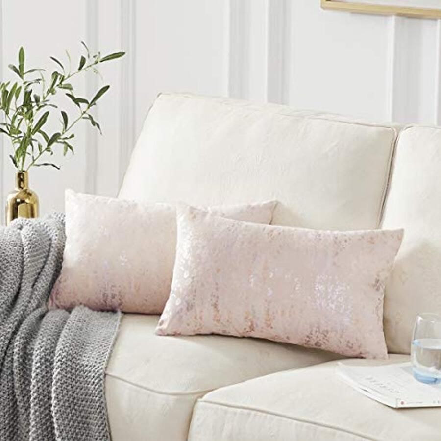 Fluwelen kussensloop 30 x 50 cm Zilvergoud en Kaki Decoratieve Kussenhoezen voor Bank en Slaapkamer Set van 2