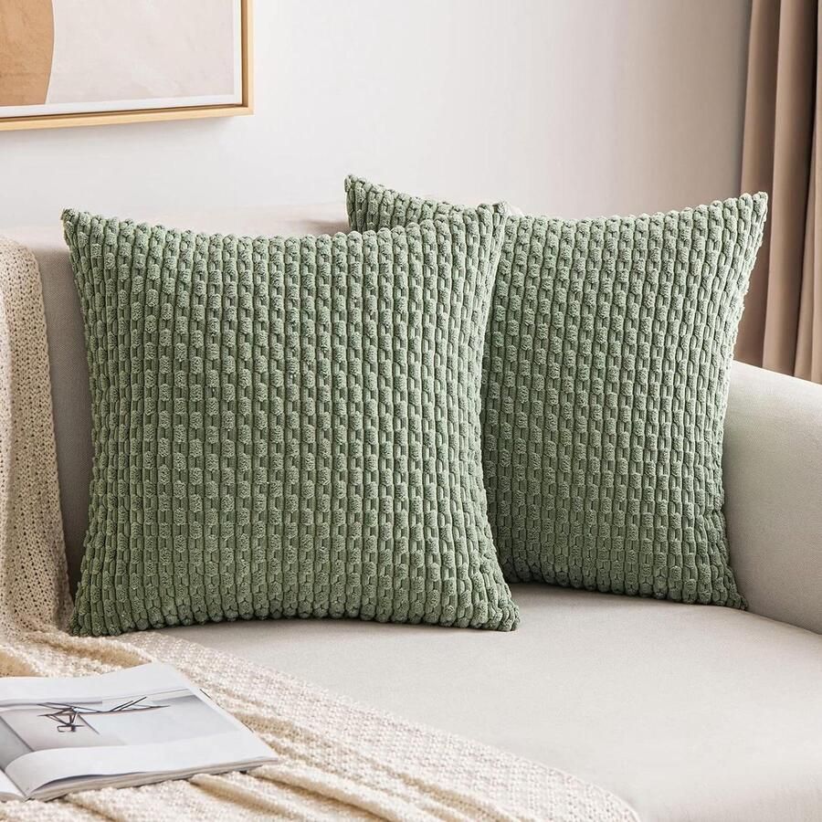 Fluwelen kussensloop decoratieve kussenhoezen moderne bankkussens zacht sierkussen voor bank woonkamer en slaapkamer set van 2 50 x 50 cm grasgroen