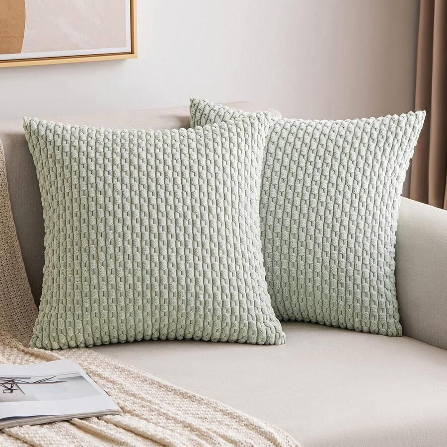 Fluwelen kussensloop Moderne decoratieve kussenslopen Zacht sierkussen voor bank Set van 2 45 x 45 cm Erwtengroen