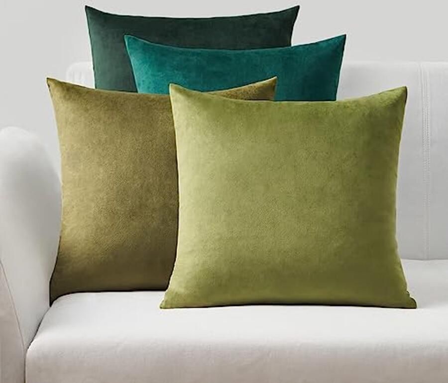 Fluwelen Kussenslopen 60 x 60 cm Set van 4 Groene Kussenhoezen voor Bank en Slaapkamer Decoratie voor Kerstmis