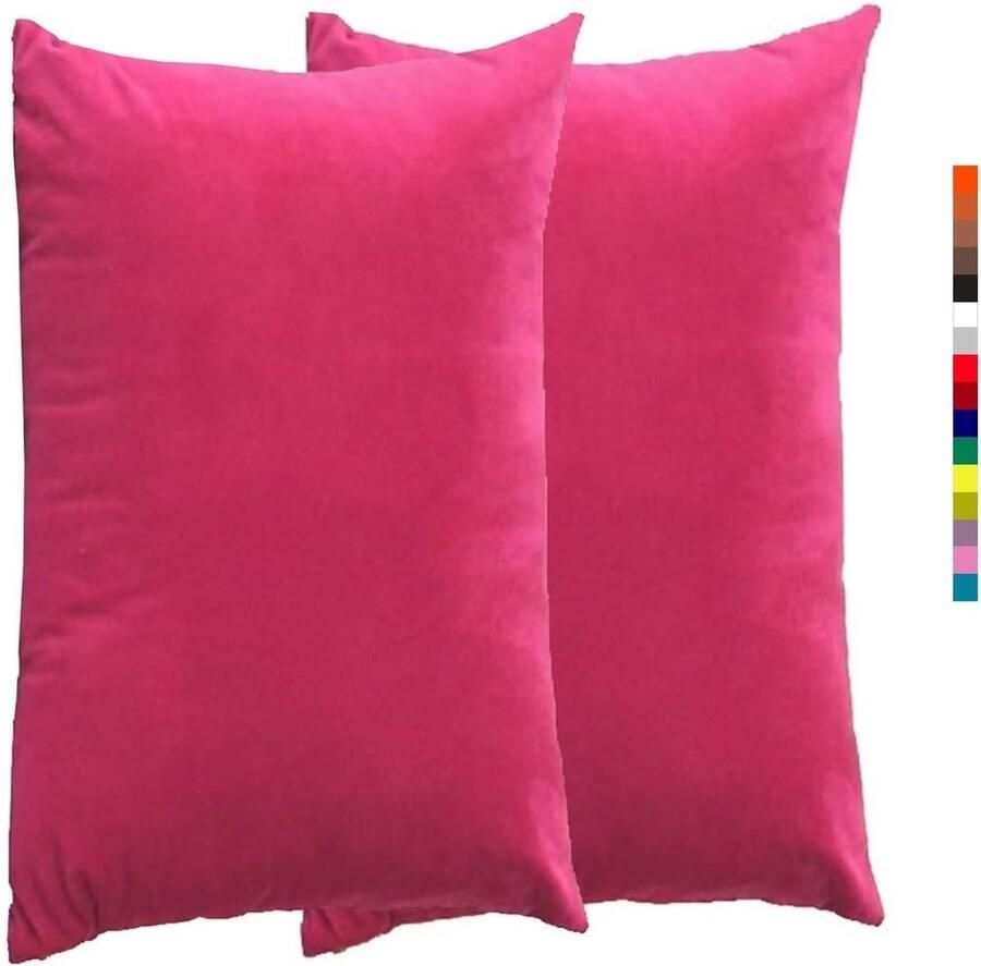 Furnibella -Fluwelen Kussenslopen – Set van 2 – donkerroze– Zacht & Elegant – Sierkussens voor Bank of Slaapkamer – 50 x 70 cm