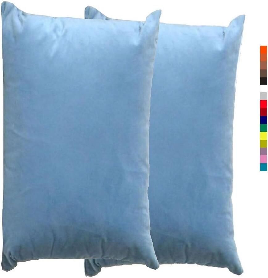 Furnibella -Fluwelen Kussenslopen – Set van 2 – lichtblauw– Zacht & Elegant – Sierkussens voor Bank of Slaapkamer – 50 x 70 cm