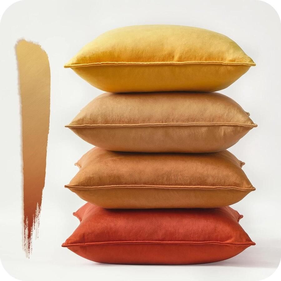 30 x 30 cm Gele Kussenslopen Herfst Decoratieve Kussenhoezen Set van 4 voor Tuinbank in Fluweel