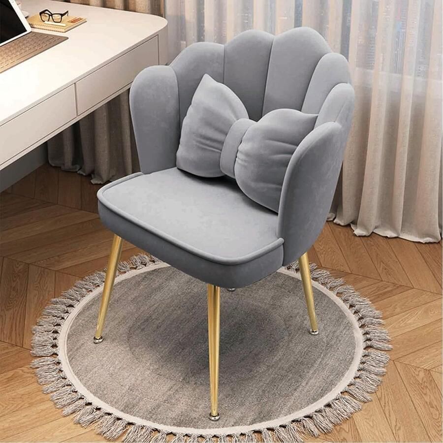 Fluwelen Make-up Vanity Stoel Bank Kaptafel Kruk Fluwelen Fauteuil Compact Gewatteerde Seat Vanity Stoel Make-up Seat Moderne Minimalistische Casual Kruk Huishoudelijke Rugleuning Bureaustoel