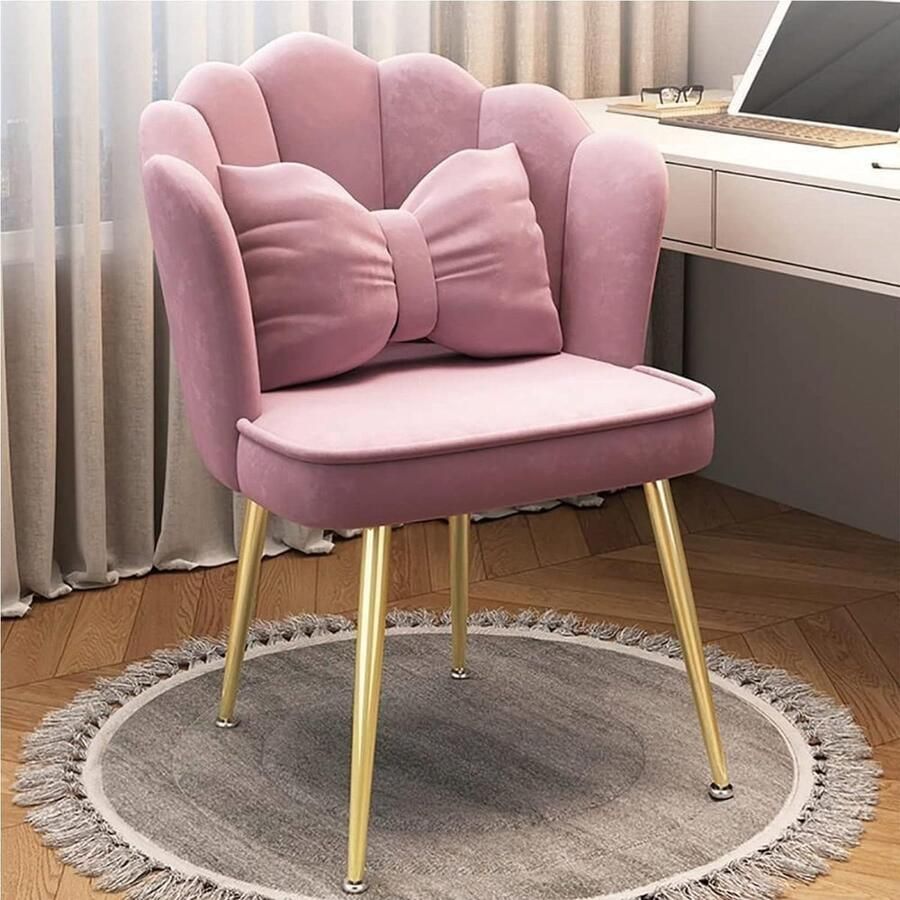 Fluwelen Make-up Vanity Stoel Bank Kaptafel Kruk Fluwelen Fauteuil Compact Gewatteerde Seat Vanity Stoel Make-up Seat Moderne Minimalistische Casual Kruk Huishoudelijke Rugleuning Bureaustoel