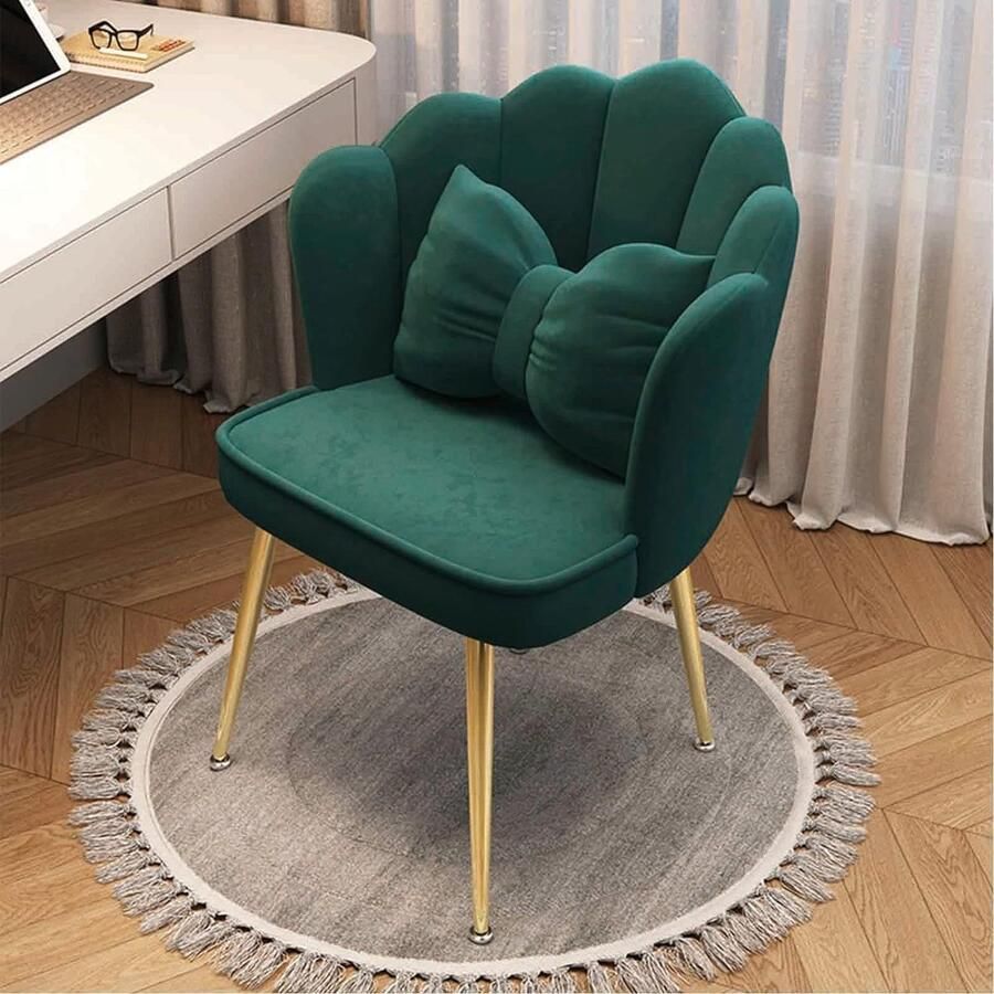 Fluwelen Make-up Vanity Stoel Bank Kaptafel Kruk Fluwelen Fauteuil Compact Gewatteerde Seat Vanity Stoel Make-up Seat Moderne Minimalistische Casual Kruk Huishoudelijke Rugleuning Bureaustoel