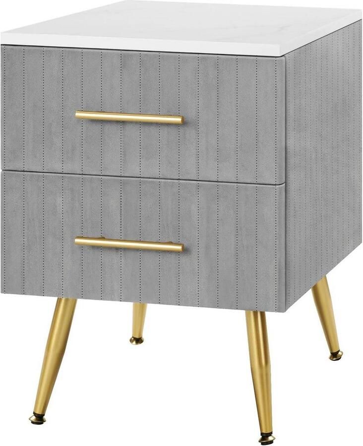 Rootz Living Rootz Fluwelen Nachtkastje Roze Grijs Grote opbergruimte 40 5 cm x 51 cm x 41 cm