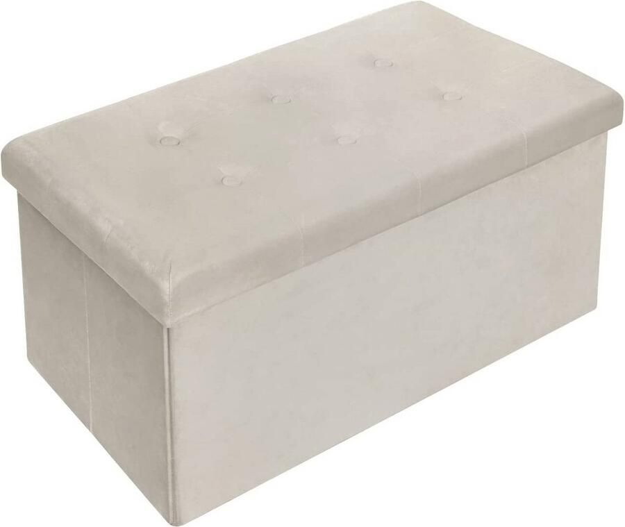 Rootz Living Rootz fluwelen opbergkruk opvouwbare poef grote capaciteit stabiel frame 76 cm x 38 cm x 37 5 cm