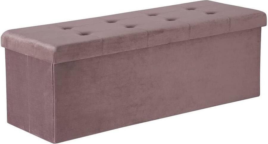 Rootz Living Rootz Fluwelen Opbergkruk Poef Voetensteun Capaciteit 118L Opvouwbaar en draagbaar Luxe comfort 110 cm x 38 cm x 37 5 cm