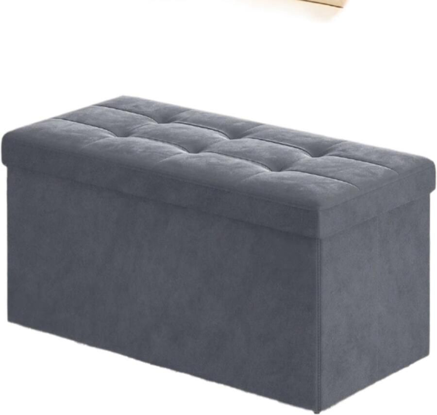 Fluwelen opslagstoel opvouwbare zitkist Ottomaanse bank 89l capaciteit 38 x 76 x 38 cm