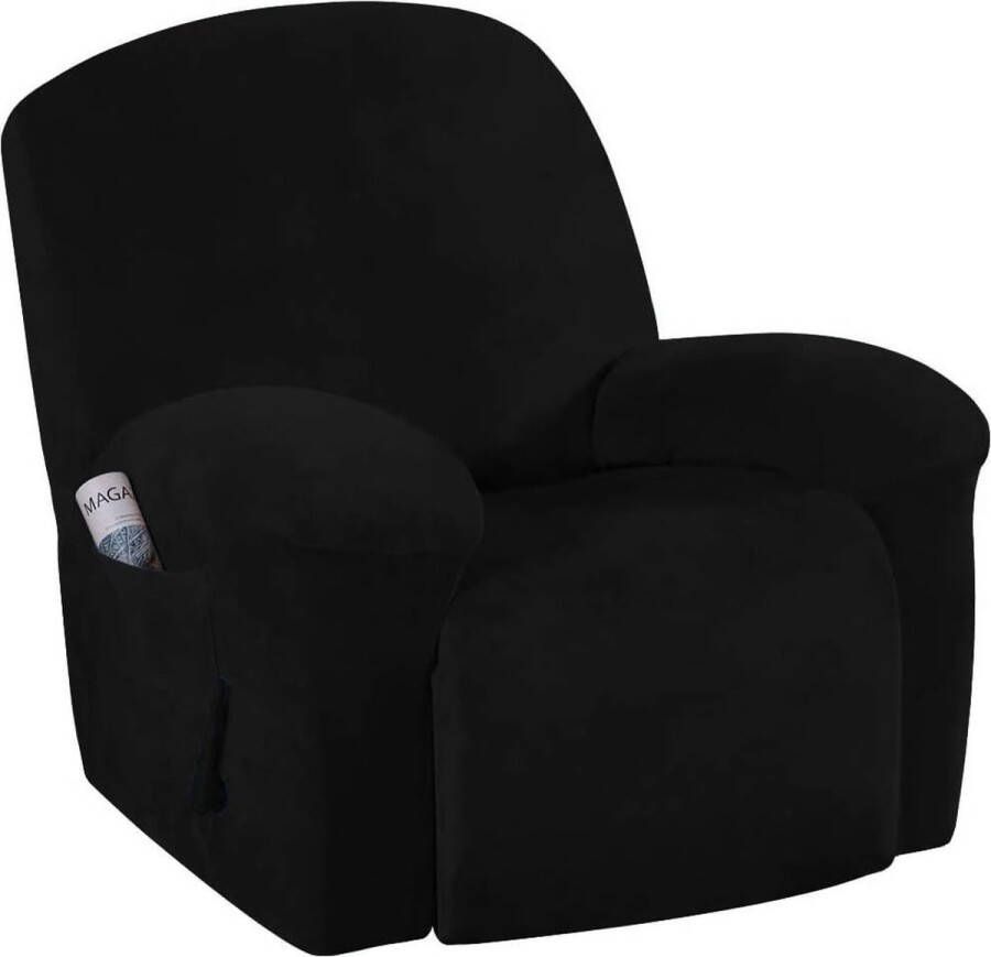 Fluwelen optische stretchhoes voor relaxstoel fauteuilhoes complete stoelbeschermer elastische hoes voor televisiestoel ligstoel (zwart)