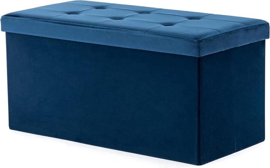 Fluwelen poef Opvouwbare voetenbank Opbergruimte 1 stuk Marineblauw 82 x 40 x 40 cm