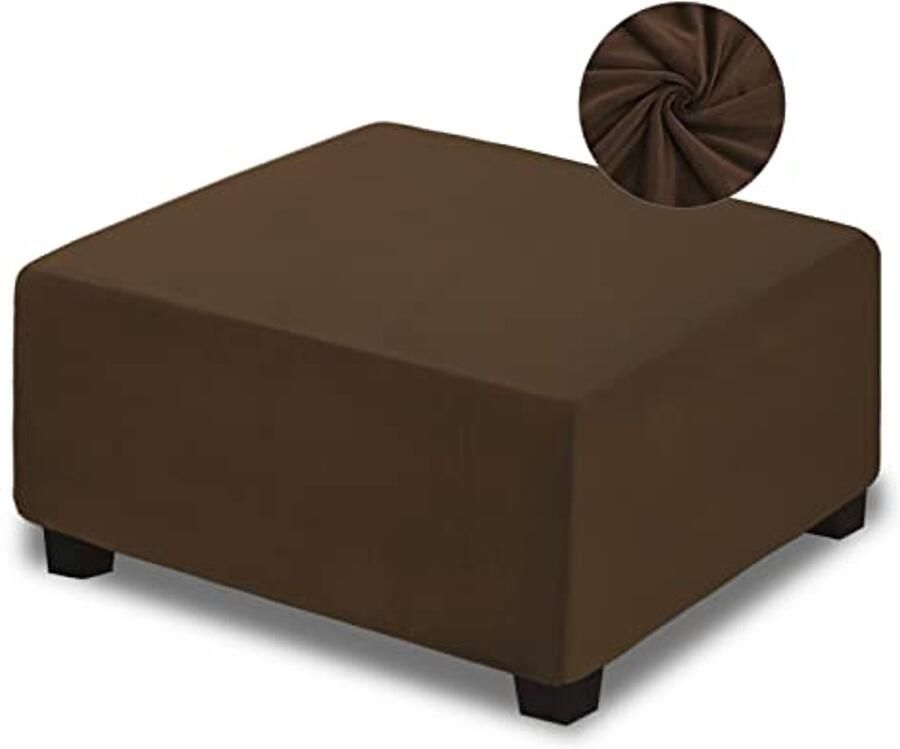 Fluwelen Ottomaanse Hoes voor Rechthoekige en Vierkante Voetenbanken Dikke Rekbare Hoezen met Elastische Band