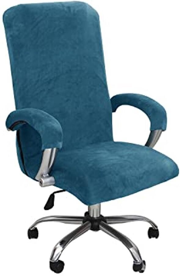 Fluwelen pluche bureauhoes met armleuning Stretch hoes voor bureaustoel Effen design elastische en afneembare stoelhoes