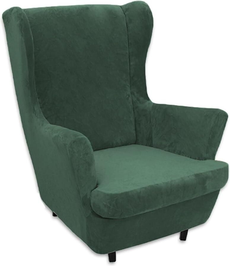 Fluwelen pluche fauteuil slipcover set hoge stretch stoel slipcover 1-zits bankhoes elastische zachte stijlvolle bankhoes groen