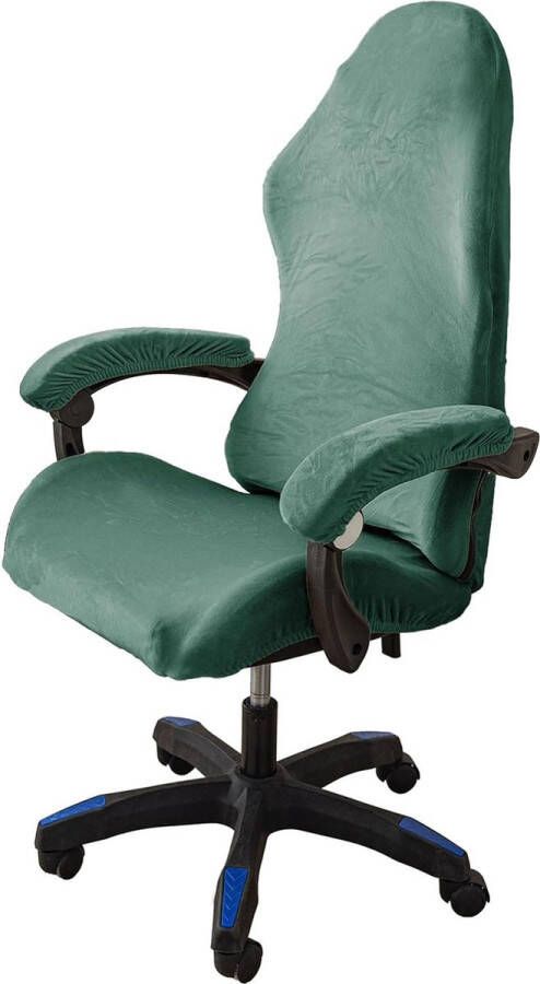 Fluwelen pluche gamingstoelhoezen 4 stuks bureaustoel draaistoel overtrek met armleuningen stoelrug rekbare stoelhoezen voor computer-speelstoel bureaustoel zonder stoel groen
