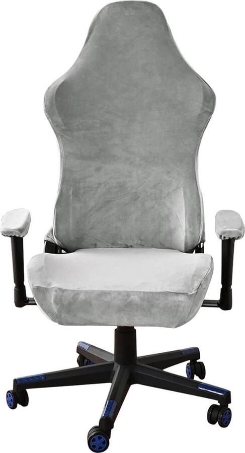 Fluwelen pluche gamingstoelhoezen gamingstoelhoes 4 stuks bureaustoel draaistoel bekleding met armleuningen stoelrug rekbare stoelhoes voor computer-speelstoel bureaustoel zonder stoel