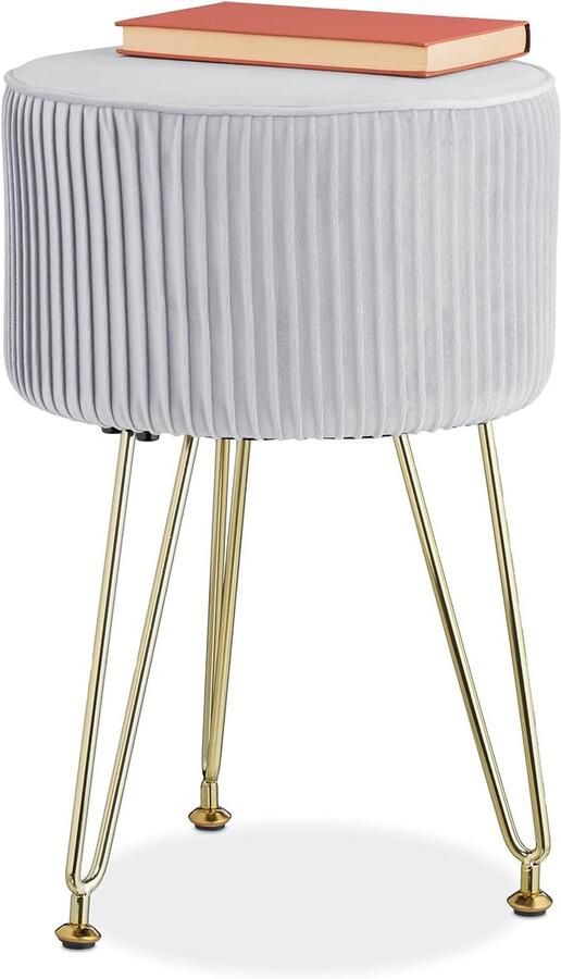 Fluwelen poef Luxe zitkruk Grijs 1 stuk