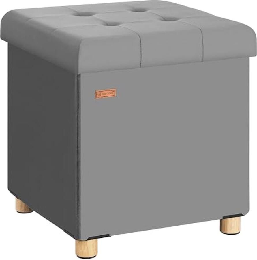 Fluwelen Poef Opbergruimte 40L Opvouwbaar Antraciet