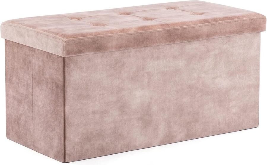 Fluwelen poef opvouwbare Ottomaanse voetenbank met opbergruimte speelgoedkist met deksel opvouwbare voetenbank stoel voor de woonkamer slaapkamer (82 x 40 x 40 cm bruin groot)