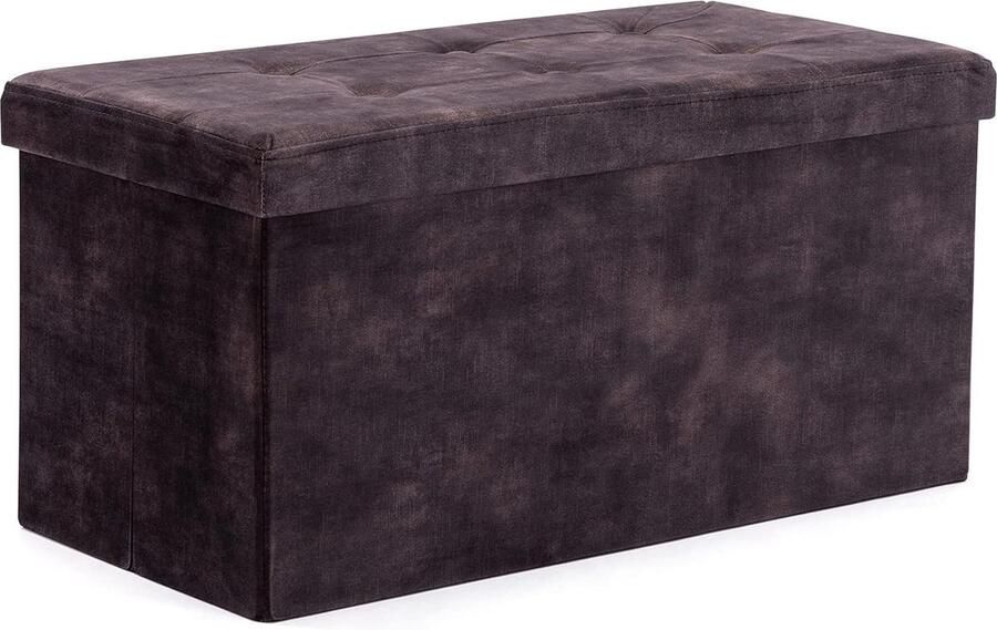 Fluwelen poef opvouwbare Ottomaanse voetenbank met opbergruimte speelgoedkist met deksel opvouwbare voetenbank stoel voor de woonkamer slaapkamer (82 x 40 x 40 cm steenkoolgrijs groot)