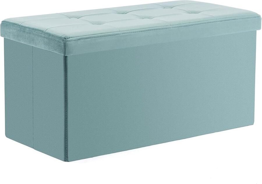 Fluwelen poef opvouwbare Ottomaanse voetenbank met opbergruimte speelgoedkist met deksel opvouwbare voetenbank stoel voor de woonkamer slaapkamer (82 x 40 x 40 cm mint groot)