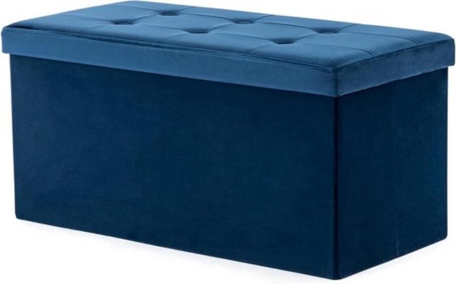 Fluwelen poef Opvouwbare voetenbank Opbergruimte 1 stuk Marineblauw 82 x 40 x 40 cm