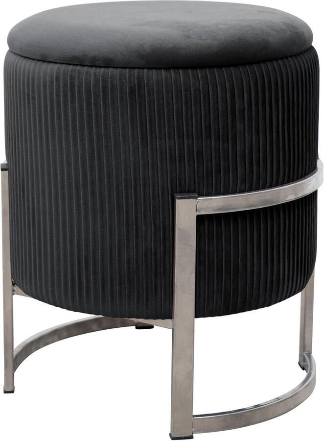 Fluwelen poef porto voetenbank plank voor kleine voorwerpen modern velours gevoerd decoratieve poef metalen bodem voor de woonkamer en slaapkamer zwart